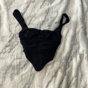 Black Ruffled Zip-up Corset Top Size XS from Shein